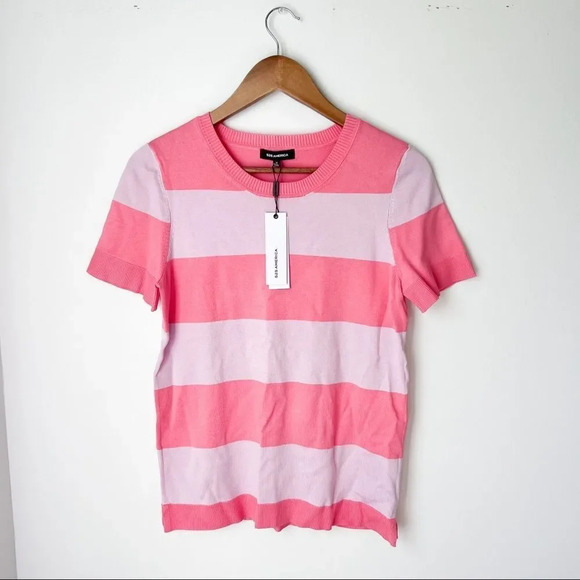 NWT 525 America Pink Striped Knit Top - Picture 1 of 5